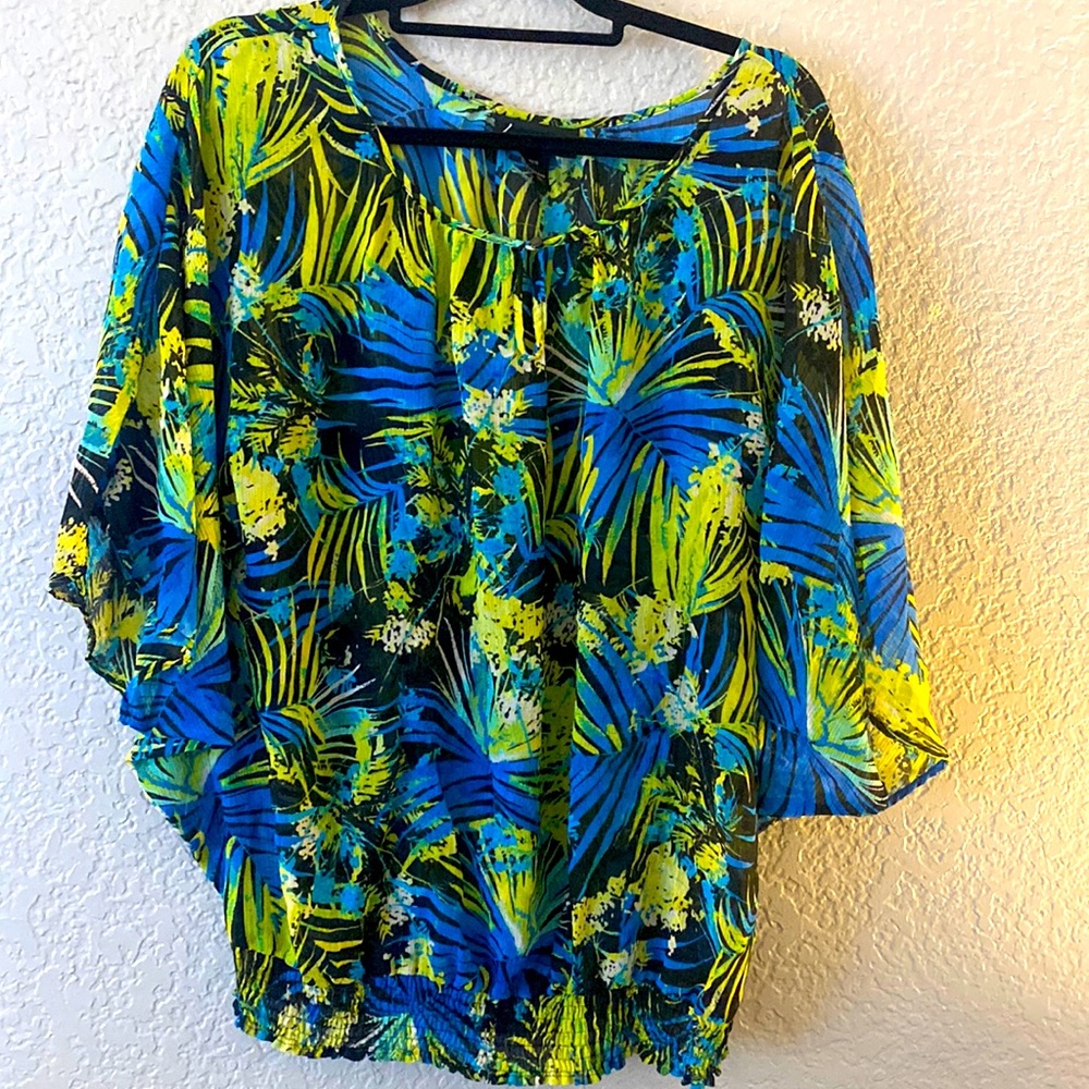 Lane Bryant Size 14/16, Blue/Green Summer Blouse